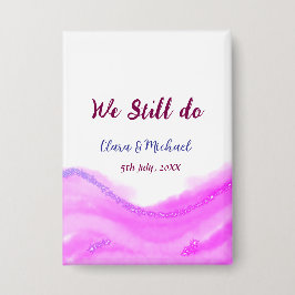 我々はまだピンクの紫色の水色のグリッター輝きを行う 缶バッジ