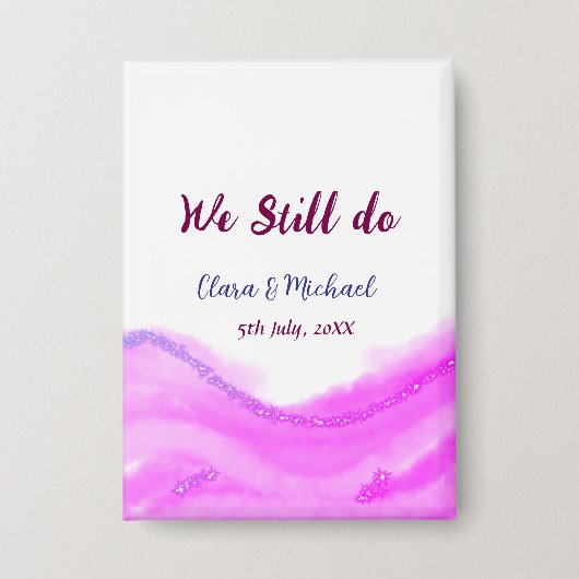 我々はまだピンクの紫色の水色のグリッター輝きを行う 缶バッジ (正面)