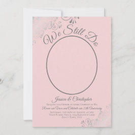 我々はまだピンク&シルバーグレイの結婚誓いの更新を行う 招待状