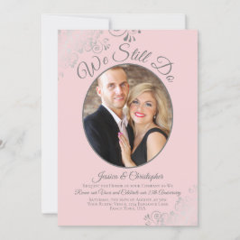 我々はまだピンク&シルバーグレイの結婚誓いの更新を行う 招待状