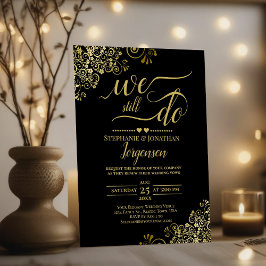 我々はまだブラック&エレガント金ゴールドの誓いの更新を行う 招待状