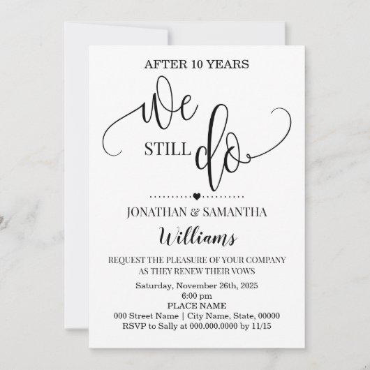 我々はまだミニマルモダンリストの結婚記念日を行う 招待状 (正面)