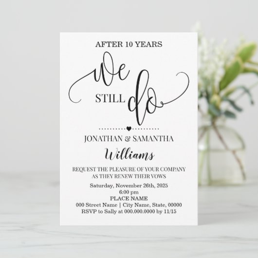 我々はまだミニマルモダンリストの結婚記念日を行う 招待状 (スタンド正面)