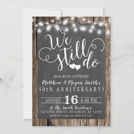 我々はまだ任意の年の木の文字列ライトバーラップをする 招待状 (正面)