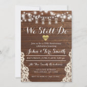 我々はまだ任意の年の木の文字列ライトBurlap Invを行う 招待状 (正面)