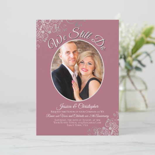 我々はまだ埃の多いバラ・結婚シルバーの誓いを更新する 招待状 (スタンド正面)