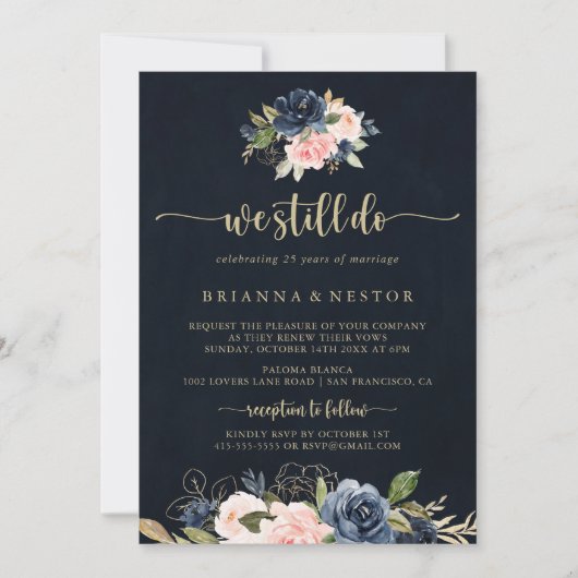 我々はまだ海軍の赤面フローラ金ゴールド誓い更新する 招待状 (正面)