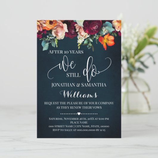 我々はまだ結婚のアニバーサリーワインブルーの花を行う 招待状 (スタンド正面)