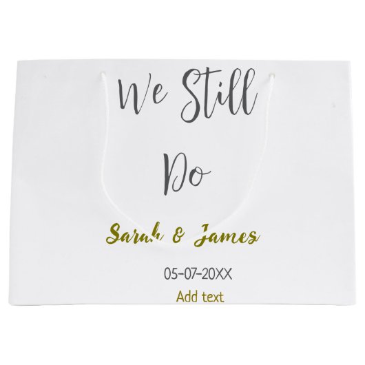 我々はまだ結婚の記念日のグシンプルレイ金ゴールド ラージペーパーバッグ (正面)