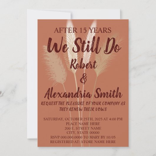 我々はまだ結婚の記念日の更新を行う 招待状 (正面)