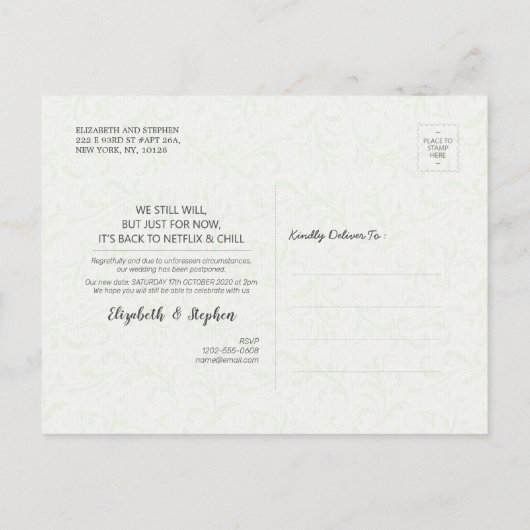 我々はまだ結婚延期を行う 案内ポストカード (裏面)