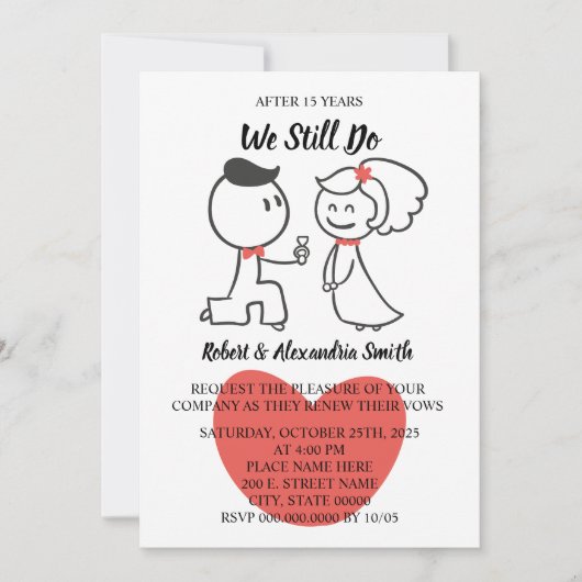 我々はまだ結婚記念日の更新を行う 招待状 (正面)