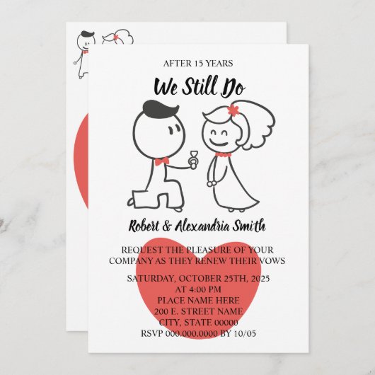 我々はまだ結婚記念日の更新を行う 招待状 (正面/裏面)