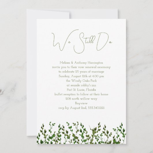 我々はまだ緑の誓い更新式招待状を行う 招待状 (正面)