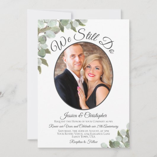 我々はまだ緑素朴と写真の誓いの更新をする 招待状 (正面)