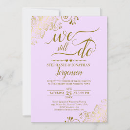 我々はまだ薄紫紫エレガントの金ゴールドの誓いを更新する 招待状