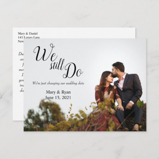 我々はまだ行う | の結婚日付の変更シンプル更新 ポストカード (正面/裏面)