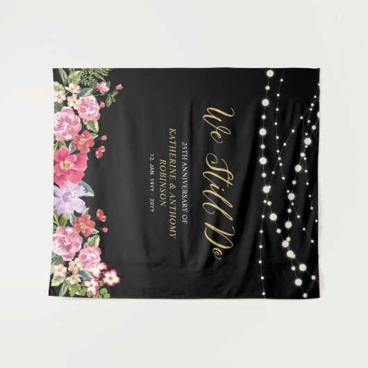 我々はまだ行う |文字列ライト50結婚の記念日 タペストリー (正面(横))