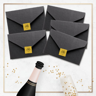 我々はまだ記念日タイポグラフィ金ゴールド/ブラック スクエアシール