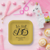 我々はまだ記念日タイポグラフィ金ゴールド/ブラック ペーパープレート (パーティー)