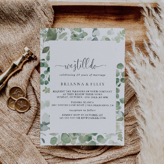 我々はまだ誓いの更新を行うミニマルなユーカリ 招待状