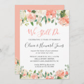 我々はまだ誓いを更新コーラルピーチガーデンフローラ 招待状 (正面/裏面)