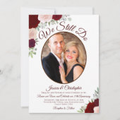 我々はまだ赤とピンクのバラと写真の誓いの更新を行う 招待状 (正面)