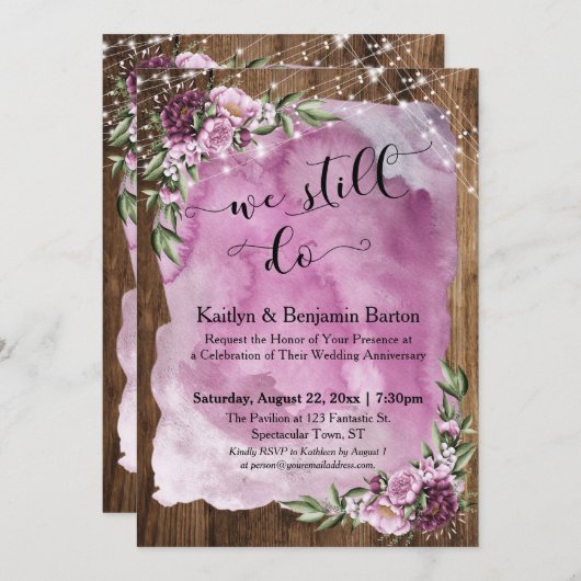 我々はまだ、木水の色の花の記念日を行う 招待状 (正面/裏面)