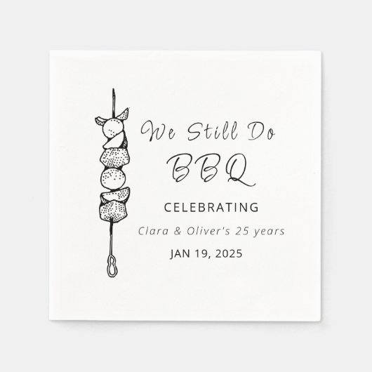 我々はまだBBQ裏庭のパーティー結婚の記念日を行う スタンダードカクテルナプキン (正面)