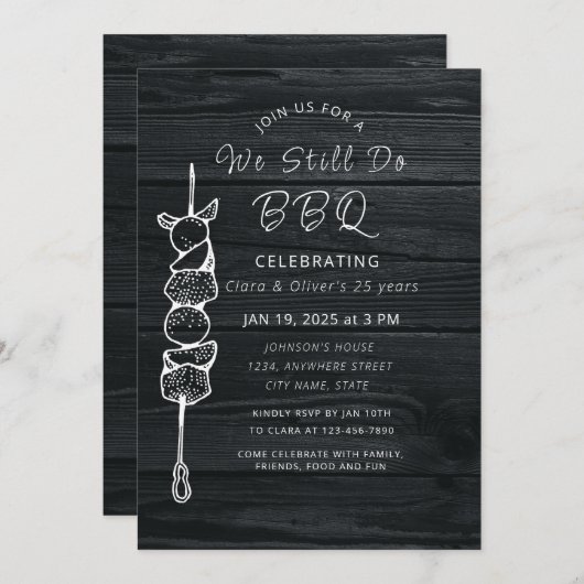 我々はまだBBQ裏庭のパーティー結婚の記念日を行う 招待状 (正面/裏面)