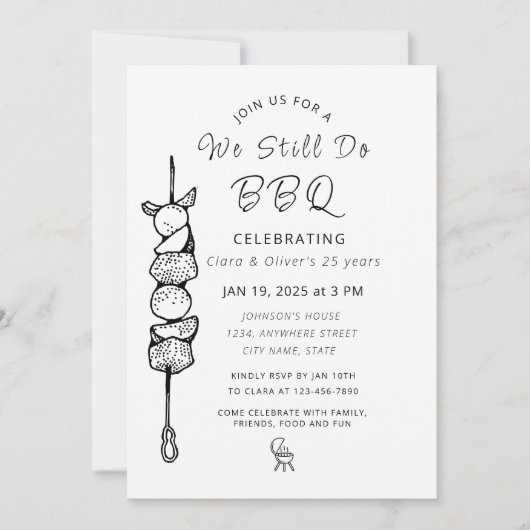 我々はまだBBQ裏庭のパーティー結婚の記念日を行う 招待状 (正面)