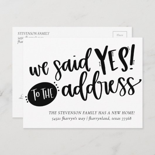 我々はアドレスにYESを言った |新しい住所の変更 ポストカード (正面/裏面)