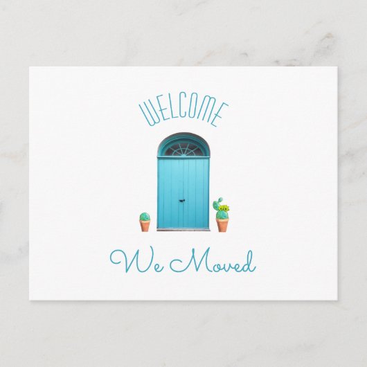 我々はアドレス変更サウスウェスト青いドアサボテン 案内ポストカード (正面)