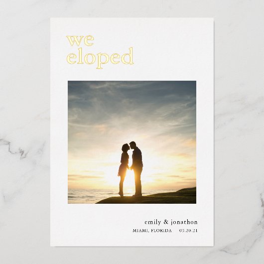 我々はアナウンスフォトラグジュアリーを駆り落とし実在た 箔招待状 (正面)