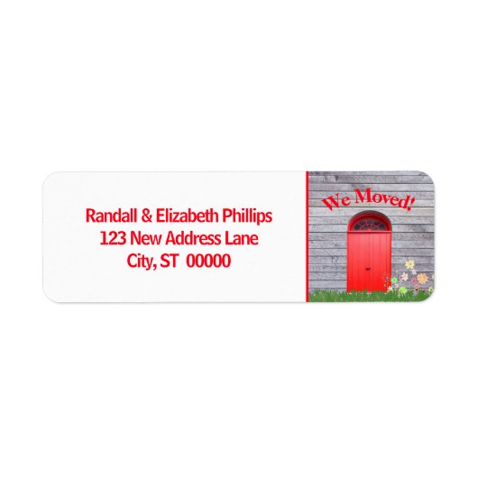 我々はアナウンス赤い花の両扉を移動 ラベル (正面)