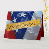 我々はアメリカ合衆国憲法と国旗だ カード (黄色い花)