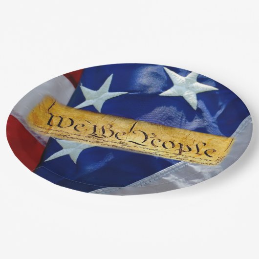 我々はアメリカ合衆国憲法と国旗だ ペーパープレート (アングル)