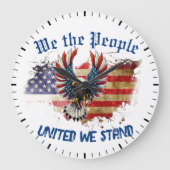 我々はアメリカ統一された国旗のワシを立っている人々 ラージ壁時計 (正面)