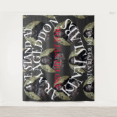 我々はアーマゲドンに立ち、ネットサーモンを浸す タペストリー (正面)