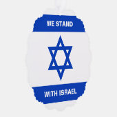 我々はイスラエル文字カスタムイスラエル国旗と共に立つ オーナメントカード (右)
