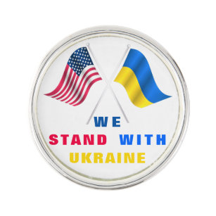 我々はウクライナと共に立つ – 米国国旗 – ウクライナ国旗 ラペルピン