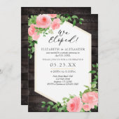 我々はウッドピンクのフローラ結婚の駆け落ち 招待状 (正面/裏面)