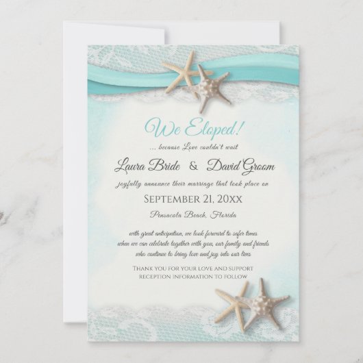 我々はエロップヒトデヴィンテージビーチ結婚式 招待状 (正面)
