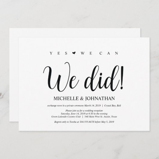 我々はエロペメント結婚披露宴招待状を行うことができる 招待状 (正面/裏面)