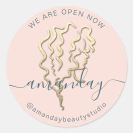 我々はオープン金ゴールドロゴ名バラヘア美しい ラウンドシール