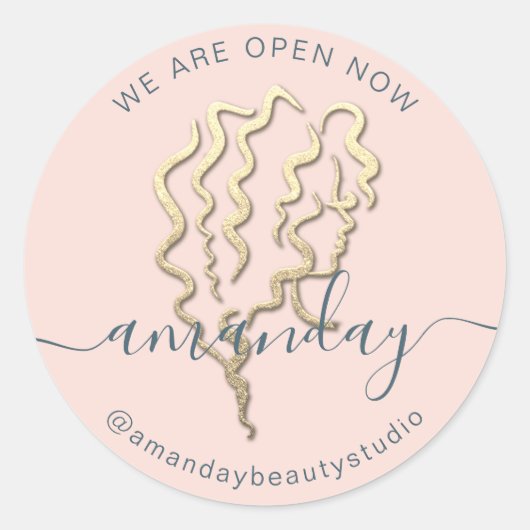 我々はオープン金ゴールドロゴ名バラヘア美しい ラウンドシール (正面)