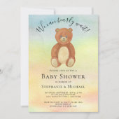 我々はカップルの水の色ベビーシャワーを待つことができる 招待状 (正面)