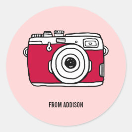 我々はカメラクリックバレンタインデステッカー ラウンドシール