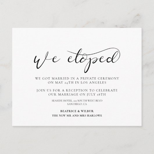 我々はカリグラフYエレガントの発表を逃れた ポストカード (正面)