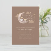 我々はキューブブラウンムーンスター赤ちゃんシャワーを待つことができる 招待状 (スタンド正面)